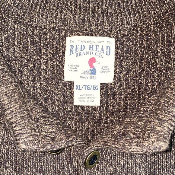 Like New Red Head Brand Company Brown Heavy Sweater Mens Size XL 1/4 Button Up - Picture 4 of 6